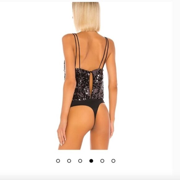 NWT Lovers and friends plunge sequin bodysuit in black size small - Picture 4 of 7